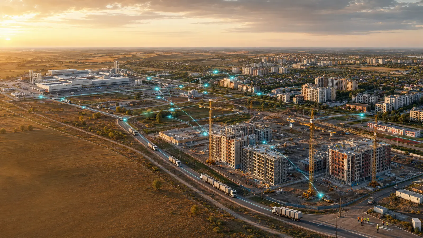 Стройплощадки, производство, логистика и жилые районы соединены в единую цифровую сеть